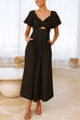 Heididress V Neck Twist Front Puff Sleeves Cut Out Maxi Dress