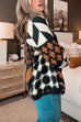 Heididress Button Down Drawstring Hem Geometric Pattern Sweater Cardigan