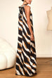 Heididress Tie Neck Sleeveless Color Block Printed Maxi Dress