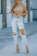 Heididress Raw Hem Ripped Hole Cropped Jeans