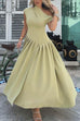 Heididress Elegant Asymmetric Shoulder Pleated Swing Maxi Dress