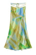 Heididress Tie Waist High Slit Tie Dye Maxi Skirt