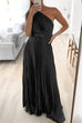 Heididress Draped One Shoulder Waisted Pleated Maxi Party Dress