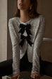 Elegant Bow Front Glitter Sequin Jacket