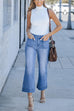 Heididress Patch Pocket Straight Wide Leg Cropped Jeans