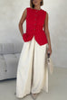 Heididress Elastic Waist Wide Leg Cotton Linen Palazzo Pants