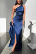 Heididress One Shoulder High Slit Satin Maxi Party Dress