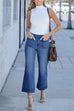 Heididress Patch Pocket Straight Wide Leg Cropped Jeans