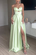 Heididress Strapless Cut Out Back Lace-up Slit Maxi Party Dress