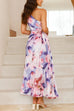 Heididress One Shoulder Sleeveless Cut Out Floral Print Pleated Maxi Dress