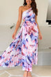 Heididress One Shoulder Sleeveless Cut Out Floral Print Pleated Maxi Dress