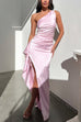 Heididress One Shoulder High Slit Satin Maxi Party Dress