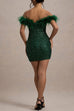 Heididress Off Shoulder Feather Trim Sequin Mini Party Dress