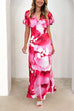 V Neck Flare Sleeves Floral Print Maxi Dress