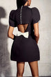 Heididress Mockneck Petal Sleeves Bow Knot Cut Out Mini Dress