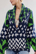 Heididress Button Down Drawstring Hem Geometric Pattern Sweater Cardigan