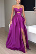 Heididress Strapless Lace-up High Slit Satin Maxi Party Dress