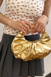 Heididress Metallic Ruched Faux Leather Funky Handbag