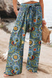 Heididress Drawstring Elastic Waist Wide Leg Floral Print Pants