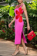 Heididress Cut Out Waist Side Split Floral Print Midi Cami Dress