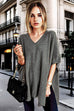 V Neck Short Sleeves Baggy Poncho Sweater(in 10 Colors)