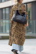 Heididress Lapel Open Front Leopard Midi Trendy Coat