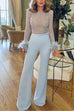 Heididress Feather-Paneled Long Sleeves Bell Bottoms Sequin Jumpsuit