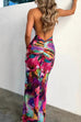 Heididress Halter Open Back Printed Stretchy Maxi Bodycon Dress