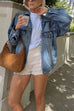 Heididress Vintage Button Down Pocketed Denim Jacket