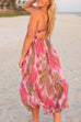 Heididress V Neck Open Back High Waist Tie Dye Maxi Vacation Dress