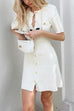 Heididress Short Sleeves Button Down Mini Knit Dress