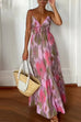 Heididress V Neck Open Back High Waist Tie Dye Maxi Vacation Dress