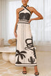 Heididress Palm Canyon Print Criss Cross Halter Maxi Dress