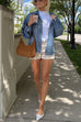 Heididress Vintage Button Down Pocketed Denim Jacket