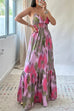 Heididress V Neck Open Back High Waist Tie Dye Maxi Vacation Dress