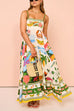 Heididress Spaghetti Strap Tropic Print Swing Maxi Vacation Dress