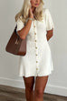 Heididress Short Sleeves Button Down Mini Knit Dress