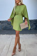 Heididress Open Back Batwing Sleeves Waisted Mini Dress(4 Colors Available!)