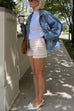 Heididress Vintage Button Down Pocketed Denim Jacket