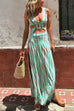 Heididress V Neck Sleeveless Cut Out Waist Side Slit Tie Dye Maxi Dress