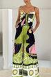 Heididress Tie Front Cut Out Wide Leg Printed Cami Jumpsuit