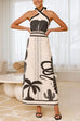 Heididress Palm Canyon Print Criss Cross Halter Maxi Dress