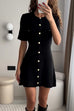 Heididress Short Sleeves Button Down Mini Knit Dress