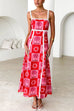 Heididress Ric Rac Trim Bow Back Palm Soleil Print Maxi Cami Dress