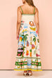 Heididress Spaghetti Strap Tropic Print Swing Maxi Vacation Dress