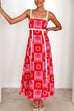 Heididress Ric Rac Trim Bow Back Palm Soleil Print Maxi Cami Dress