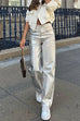 Heididress Glam Straight Leg Metallic Faux Leather Pants