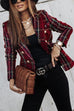 Heididress Double Breasted Open Front Plaid Blazer Jacket