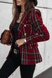 Heididress Double Breasted Open Front Plaid Blazer Jacket