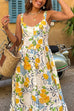 Heididress Button Down Printed A-line Ruffle Midi Sundress